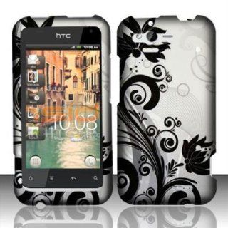 Rubberized Black Vines Design for HTC HTC Rhyme 6330 Cell Phones & Accessories