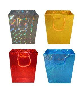 HB 12PK Hologram Gift Bag Assorted Mix Color Holiday Super Jumbo Tall Size 16"X21"X6.5" Wholesale Health & Personal Care