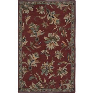 Hand tufted Handicraft Imports Aisling Red/ Green Wool Blend Area Rug (9 X 12)