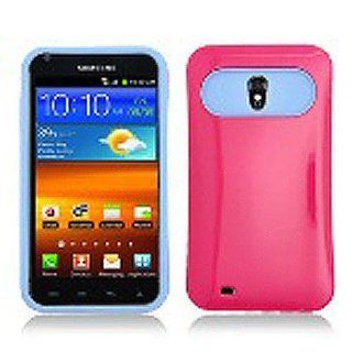 Hot Pink Blue Hard Soft Gel Dual Layer Cover Case for Samsung Galaxy S2 S II Sprint Boost Virgin SPH D710 Epic Touch 4G Cell Phones & Accessories