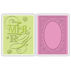 Sizzix Textured Impressions A6 Embossing Folders 2/pkg   Be Merry