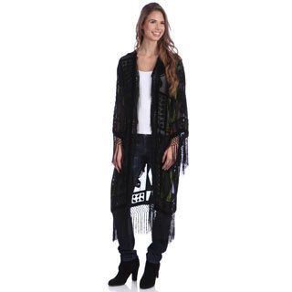 Black Hand made Embroidered Velvet And Silk Shawl Jacket