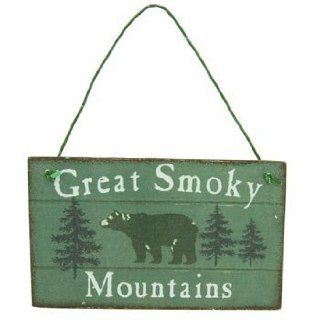 Great Smoky Mountains, Bear, Miniature Wooden Sign Ornament, 4 inch   Decorative Signs