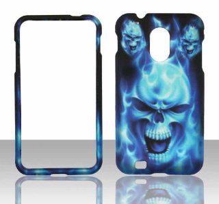 2D Blue Skulls Samsung Epic 4G Touch (Galaxy S II) D710 (Sprint & U.S Cellular) Case Cover Hard Phone Case Snap on Cover Rubberized Touch Faceplates Cell Phones & Accessories