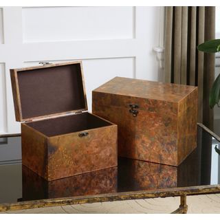 Ambrosia Copper Decorative Boxes (set Of 2)