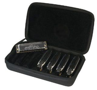 Hohner COM Case of Hot Metal Harmonicas in Zippered Carrying Case Musical Instruments