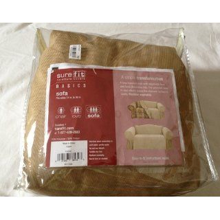 Sure Fit Logan 1 Piece Ties Sofa Slipcover, Sand   Slipcovers For Sofa