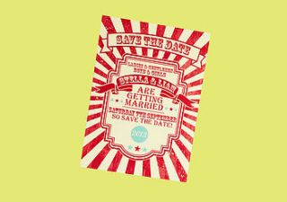 personalised circus wedding save the date by contemporary invitations