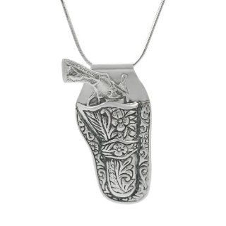 Sterling Silver Gun in Holster Necklace Jewelry