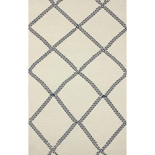 Nuloom Flatweave Trellis Ivory Wool Rug (76 X 96)
