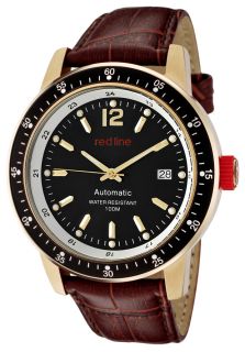 Red Line 50013 YG 01 BR  Watches,Mens Meter Automatic Black Dial Brown Genuine Leather, Casual Red Line Automatic Watches