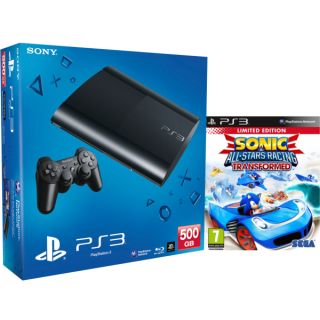 PS3 New Sony PlayStation 3 Slim Console (500 GB)   Black   Includes Sonic & All Stars Racing Transformed      Games Consoles