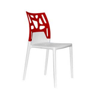 Papatya Ego Rock Side Chair 388 Finish White Seat, Red Back