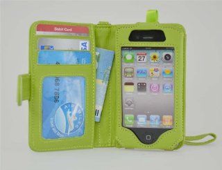 Navor Folio Wallet Case for iPhone 4 4S Pockets for Cards & Money, Clear Window Slot for License ID ( Green ) Cell Phones & Accessories
