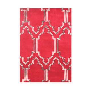 Hand made Red Wool Rug (5 X 8)