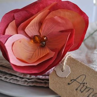 autumnal paper flower place setting by paper posies