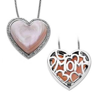 online only reversible heart shaped pink mother of pearl and diamond