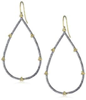 Jolie B. Ray "Tres Jolie" Oxidized Silver and 18K Pear Earrings Drop Earrings Jewelry