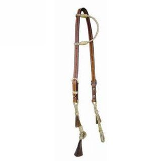 One Ear Headstall With Rawhide and Horsehair Tassels Sports & Outdoors