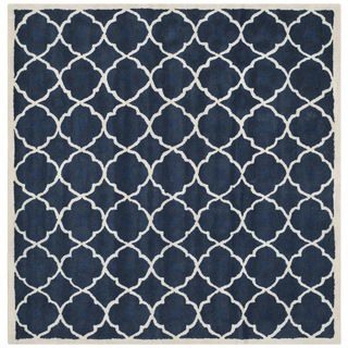 Safavieh Handmade Moroccan Chatham Trellis pattern Blue/ Ivory Wool Rug (5 Square)