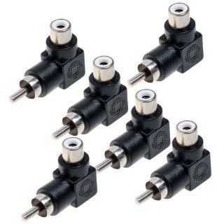 6pcs RCA Male to RCA Female Right Angle 90 Degree Space Saving Av Audio/video Cable/cord/wire Adapter Connector Electronics