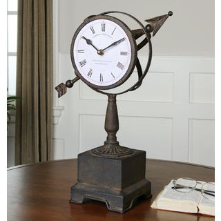 Rustic Armillary Clock Rust Bronze Metal Clock