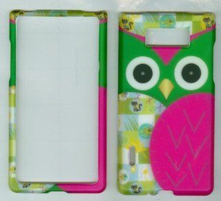 Green & Pink Owl Faceplate Hard Case Protector Cover for Lg Us730 Splendor / Venice Us Cellular / Boost Mobile / Sprint Cell Phones & Accessories