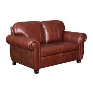 At Home Designs Mendocino Burnt Sienna Leather Loveseat