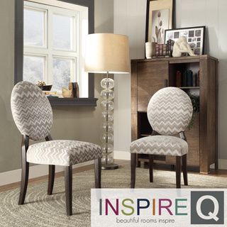 Inspire Q Paulina Grey Chevron Round Back Dining Chair (set Of 2)