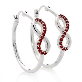True Blood Jewelry .56ct Garnet and Sterling Silver Infinity Hoop Earrings