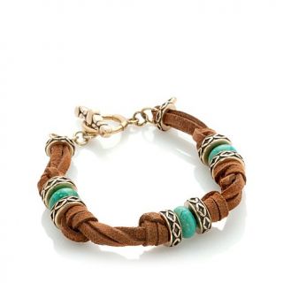 Studio Barse Gemstone Bronze and Leather Knot 7 1/2" Bracelet