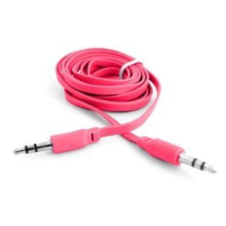 Pink 3.5mm Stereo Mini Port Auxiliary Audio Flat Cable For Samsung Nexus S 4G SPH D720 Cell Phones & Accessories