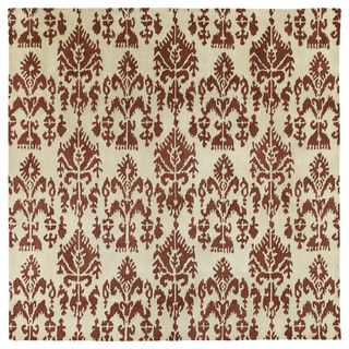 Swanky Terracotta Ikat Wool Rug (79 X 79 Square)