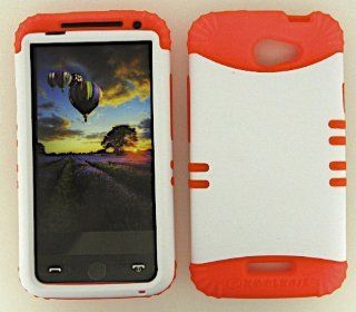 Cell Phone Skin Case Cover For Htc One X S720e Non Slip White    Orange Rubber Skin + Hard Case Cell Phones & Accessories