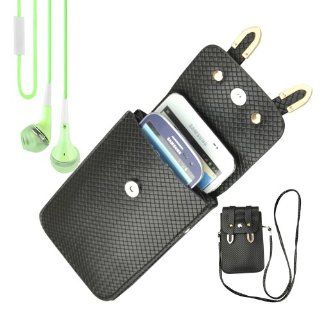 Universal Smart wallet / pouch ,Cell Phone Carrying case for LG Optimus G Pro (Black) + Vangoddy Headphone with MIC , Green Cell Phones & Accessories