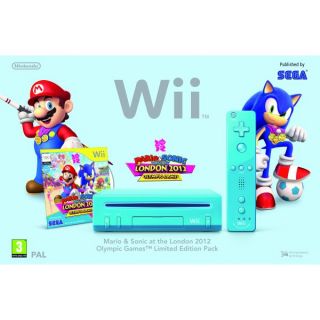 Nintendo Wii Console (Blue) with Mario & Sonic At The London 2012 Olympic Games + MotionPlus Controller      Games Consoles