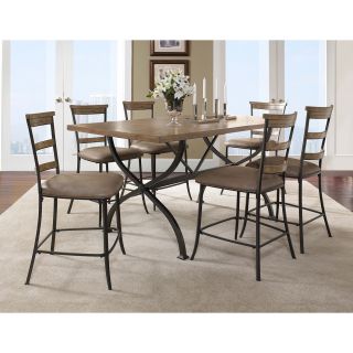 Hillsdale Charleston 7 piece Counter Height Rectangle Wood Dining Set With Ladder Back Stool Brown Size 7 Piece Sets