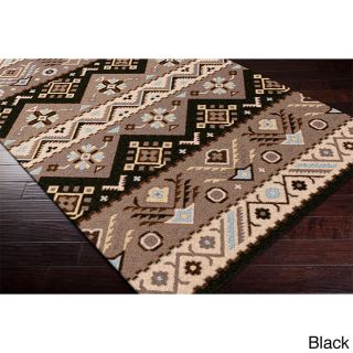Surya Carpet, Inc Hand tufted Plumas Transitional Aztec Wool Area Rug (9 X 12) Black Size 9 x 12