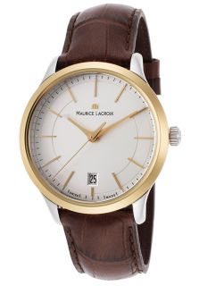 Maurice Lacroix LC1117 PVY11 130  Watches,Mens Les Classiques Brown Calf Leatherette Silver Tone Dial, Luxury Maurice Lacroix Quartz Watches