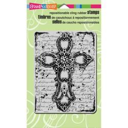 Stampendous Cling Rubber Stamp 4 X6 Sheet   Baroque Cross