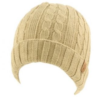 Winter 2ply Fleece Lined Stretch Cable Knit Cuff Beanie Skull Ski Hat Cap Khaki at  Men�s Clothing store