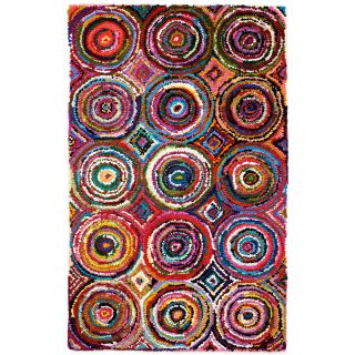 Tangi Multi colored Circles Pattern Recycled Cotton Rug (8x10)