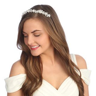 Bridal Veil Company Inc. Amour Bridal Rhinestone Floral Headpiece Silver Size One Size Fits Most