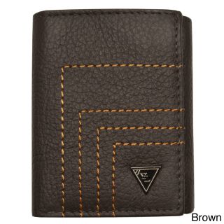 Yl Fashion Mens Topstitched Leather Tri fold Wallet