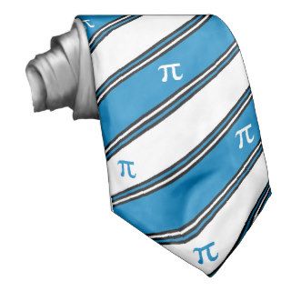 Pinstripe Pi Necktie   Blue and White