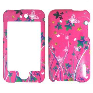 Apple iPod Touch 2 and 3   Butterfly, Flowers & Stars on Pink Plastic Case, SnapOn, Protector, Cover Cell Phones & Accessories