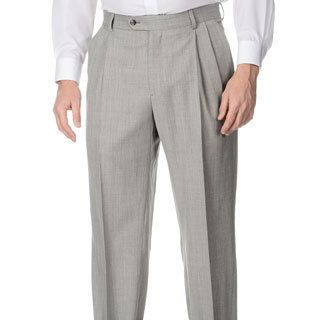 Henry Grethel Mens Big   Tall Grey Stretch Waist Pleated Front Pants