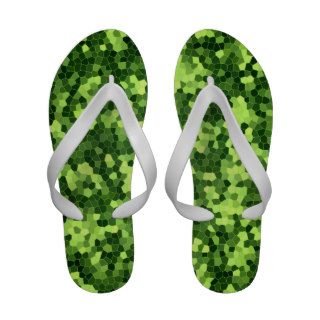 Cute green mosaic background design flip flops