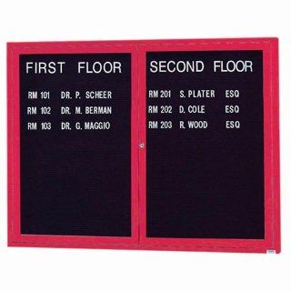 Aarco Products OADC3648IR 2 Door Outdoor Illuminated Enclosed Directory Board with Red Anodized Aluminum Frame 36H x 48W   Bulletin Boards