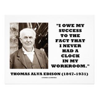 Thomas Edison Owe Success Never Had Clock Workroom Letterhead